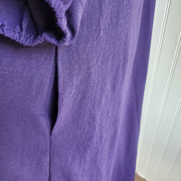 Connected Apparel Women's Purple Babydoll Boho Dress Puff Sleeve Pockets Sz 4 - Picture 5 of 12